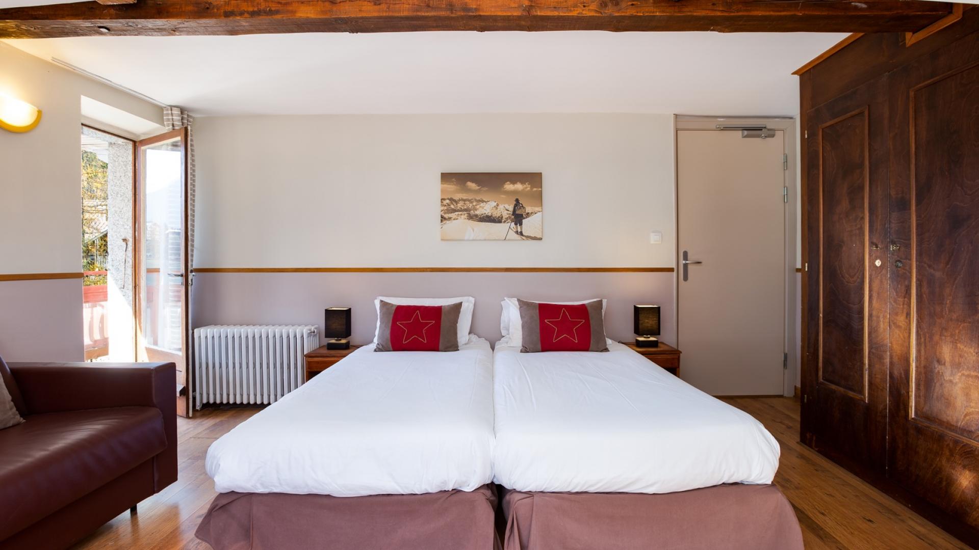 Les chambres du chalet l'hôtel La Sapinière à Chamonix